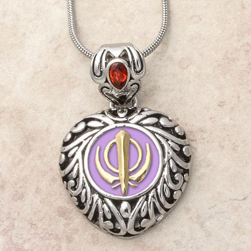 Buy one get one free! Sacred Heart Khanda / Adi Shakti pendants in stainless steel with natural gemstones