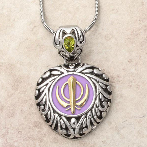 Buy one get one free! Sacred Heart Khanda / Adi Shakti pendants in stainless steel with natural gemstones