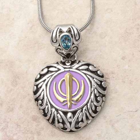 Buy one get one free! Sacred Heart Khanda / Adi Shakti pendants in stainless steel with natural gemstones