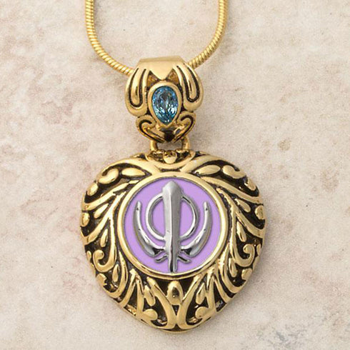 Buy one get one free! Sacred Heart Khanda / Adi Shakti pendants in stainless steel with natural gemstones