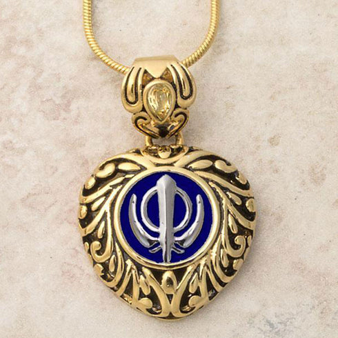 Buy one get one free! Sacred Heart Khanda / Adi Shakti pendants in stainless steel with natural gemstones