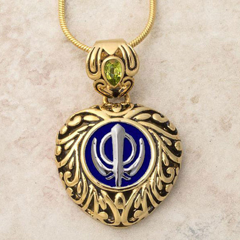 Buy one get one free! Sacred Heart Khanda / Adi Shakti pendants in stainless steel with natural gemstones
