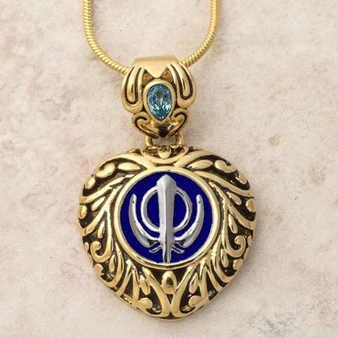 Buy one get one free! Sacred Heart Khanda / Adi Shakti pendants in stainless steel with natural gemstones