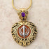 Buy one get one free! Sacred Heart Khanda / Adi Shakti pendants in stainless steel with natural gemstones