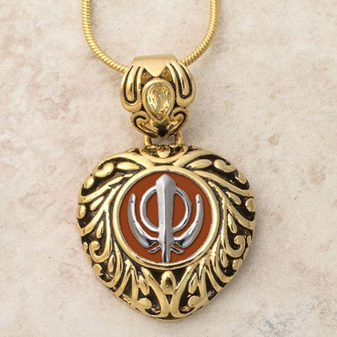 Buy one get one free! Sacred Heart Khanda / Adi Shakti pendants in stainless steel with natural gemstones
