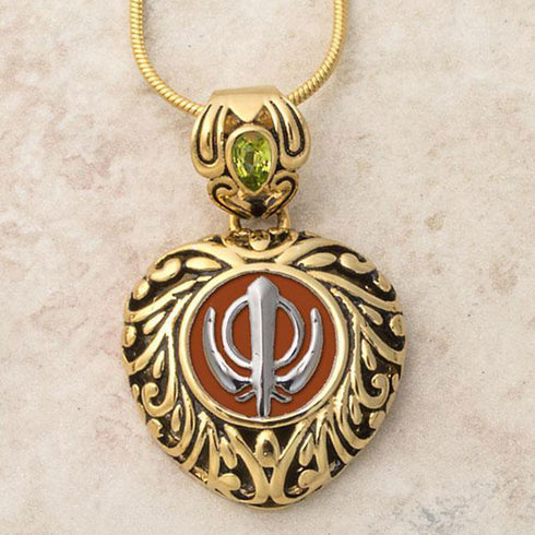 Buy one get one free! Sacred Heart Khanda / Adi Shakti pendants in stainless steel with natural gemstones