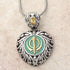 Buy one get one free! Sacred Heart Khanda / Adi Shakti pendants in stainless steel with natural gemstones