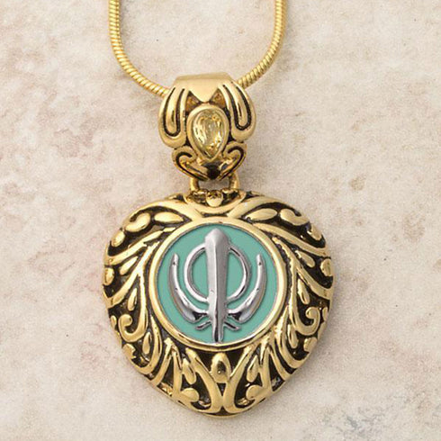 Buy one get one free! Sacred Heart Khanda / Adi Shakti pendants in stainless steel with natural gemstones