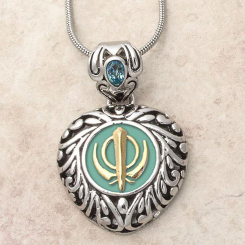 Buy one get one free! Sacred Heart Khanda / Adi Shakti pendants in stainless steel with natural gemstones