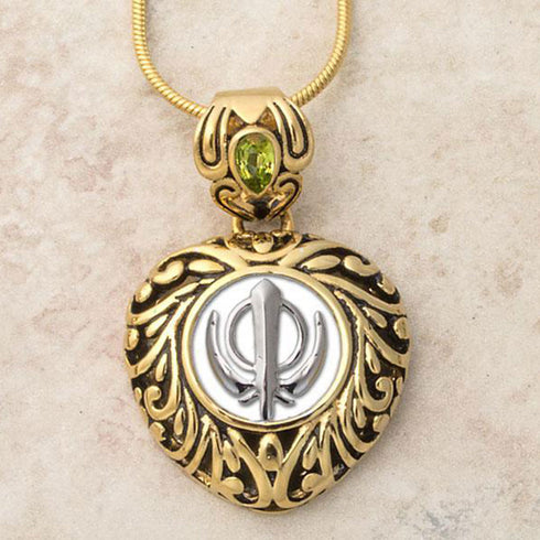 Buy one get one free! Sacred Heart Khanda / Adi Shakti pendants in stainless steel with natural gemstones