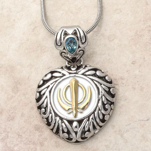 Buy one get one free! Sacred Heart Khanda / Adi Shakti pendants in stainless steel with natural gemstones
