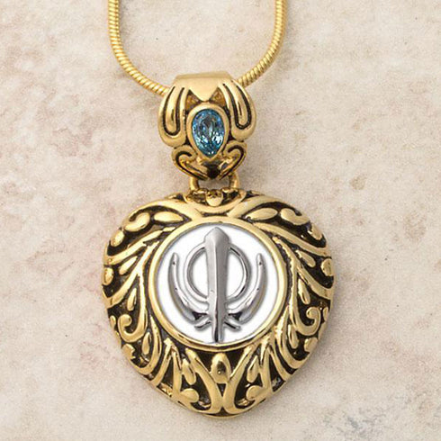 Buy one get one free! Sacred Heart Khanda / Adi Shakti pendants in stainless steel with natural gemstones