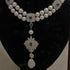 Pearl ruby / sapphire cubic zirconia silver necklace