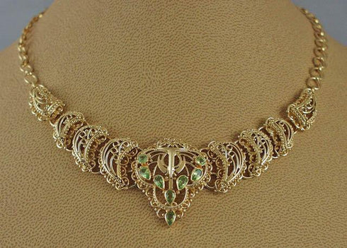 Small filigree gemstone Khanda / Adi Shakti necklaces