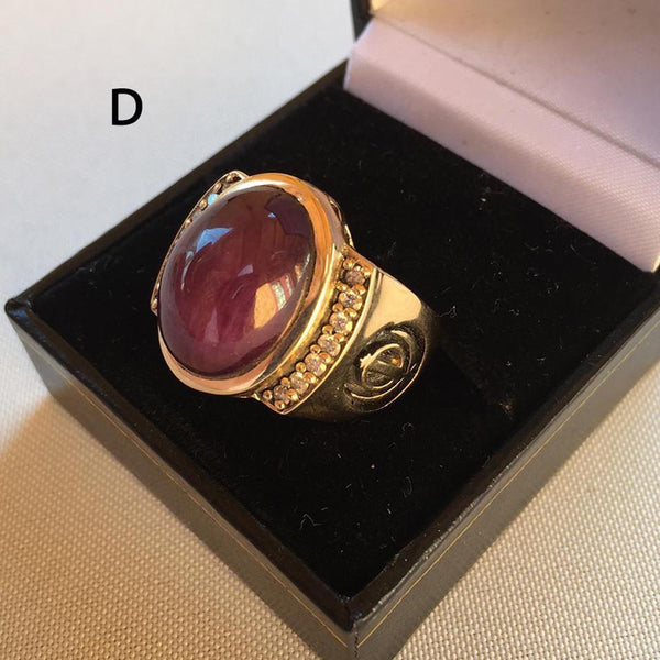 Solid gold and solid sterling silver rings with gemstones, diamonds and Khanda / Adi Shakti symbols