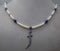 Natural blue sapphire dagger, diamond and pearl Power Necklace