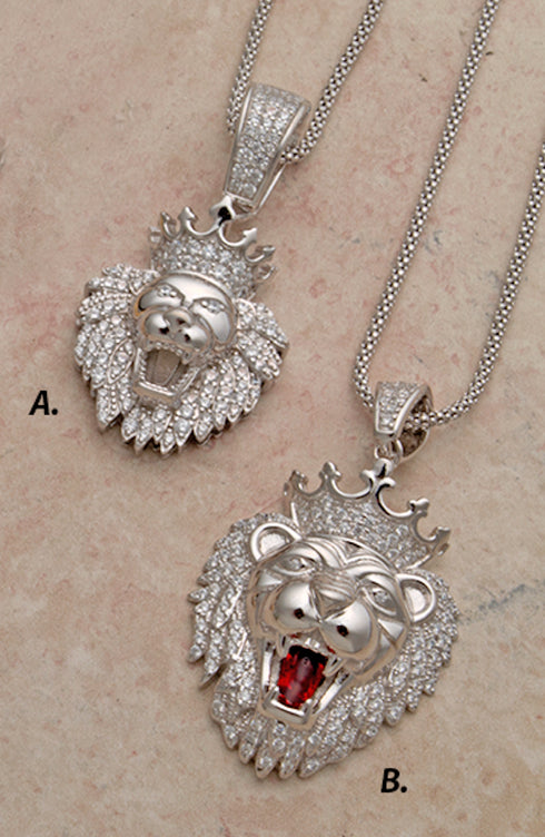 50% off - Silver Regal Lion Pendants on chains