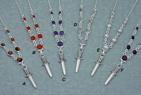 Simple elegant gemstone and pearl necklaces with Plume Dagger LifeKnives