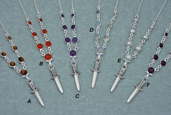 Simple elegant gemstone and pearl necklaces with Plume Dagger LifeKnives