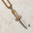 Two-tone steel Flower dagger pendants on chains