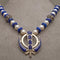 Silver, lapis, pearl khanda / adi shakti necklace