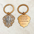 Two-tone steel Khanda / Adi Shakti Shield medallion keyrings or pendants on chains - with Mool Mantra or Mangala Charan Mantra