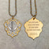 Two-tone steel Khanda / Adi Shakti Shield medallion keyrings or pendants on chains - with Mool Mantra or Mangala Charan Mantra