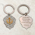 Two-tone steel Khanda / Adi Shakti Shield medallion keyrings or pendants on chains - with Mool Mantra or Mangala Charan Mantra
