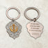 Two-tone steel Khanda / Adi Shakti Shield medallion keyrings or pendants on chains - with Mool Mantra or Mangala Charan Mantra