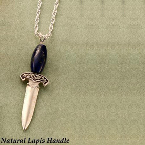 Mini gemstone handled dagger pendants