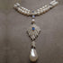 Pearl sapphire cubic zirconia silver necklace