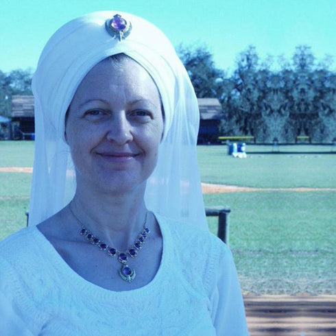 Amethyst beaded border khanda / adi shakti