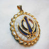 22K Gold, Diamond, Blue Sapphire, Coral Khanda / Adi Shakti pendant