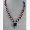 Carnelian, jasper, pearl and silver khanda / adi shakti necklace