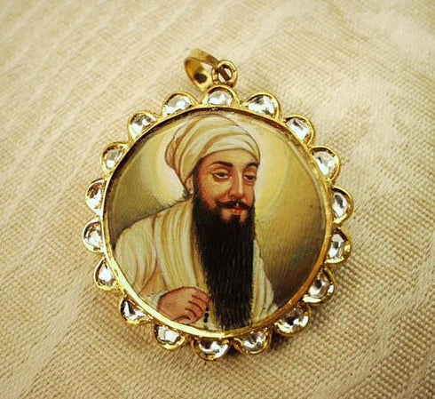 Gold, Tourmaline, Diamond Guru Ram Das Khanda / Adi Shakti pendant