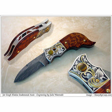 Load image into Gallery viewer, Snakewood handled button lock folding knife
