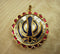 Gold, Tourmaline, Diamond Guru Ram Das Khanda / Adi Shakti pendant