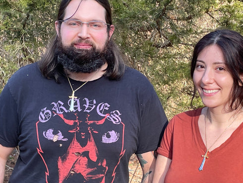 Two-tone steel Khanda and Kirpan pendants on chains - Purchase two or more and receive 25% off!!