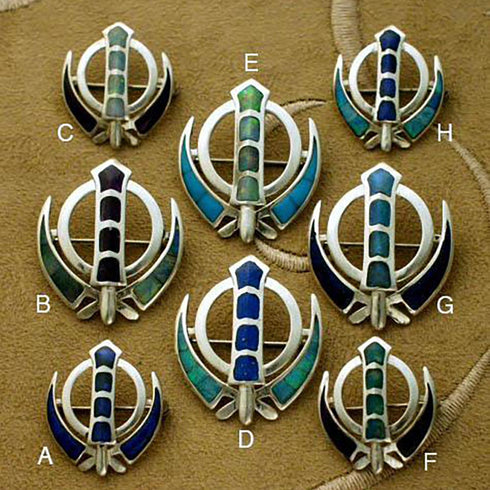 Opal gemstone and silver adi shakti pin pendants