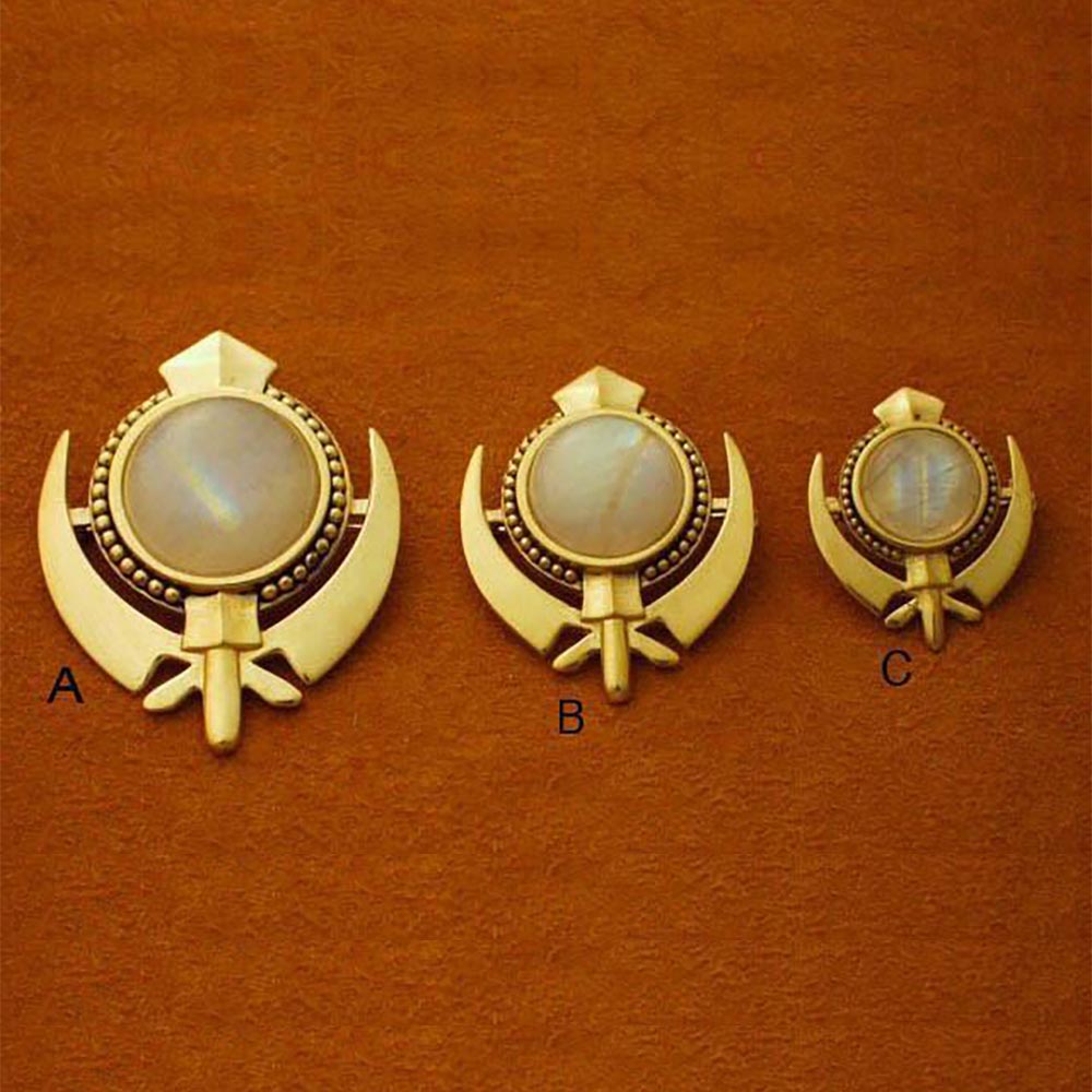 Rainbow moonstone beaded border adi shakti pin pendants