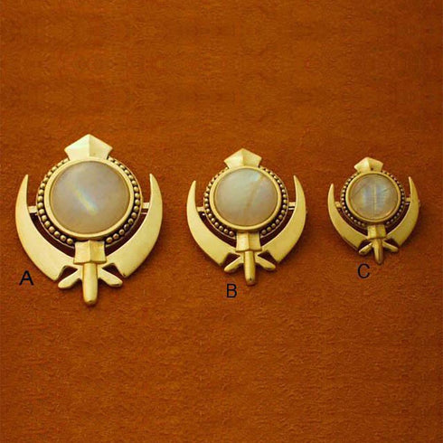 Rainbow moonstone beaded border adi shakti pin pendants