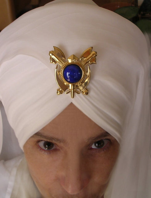 Gemstone double axe adi shakti/khanda pin/pendant