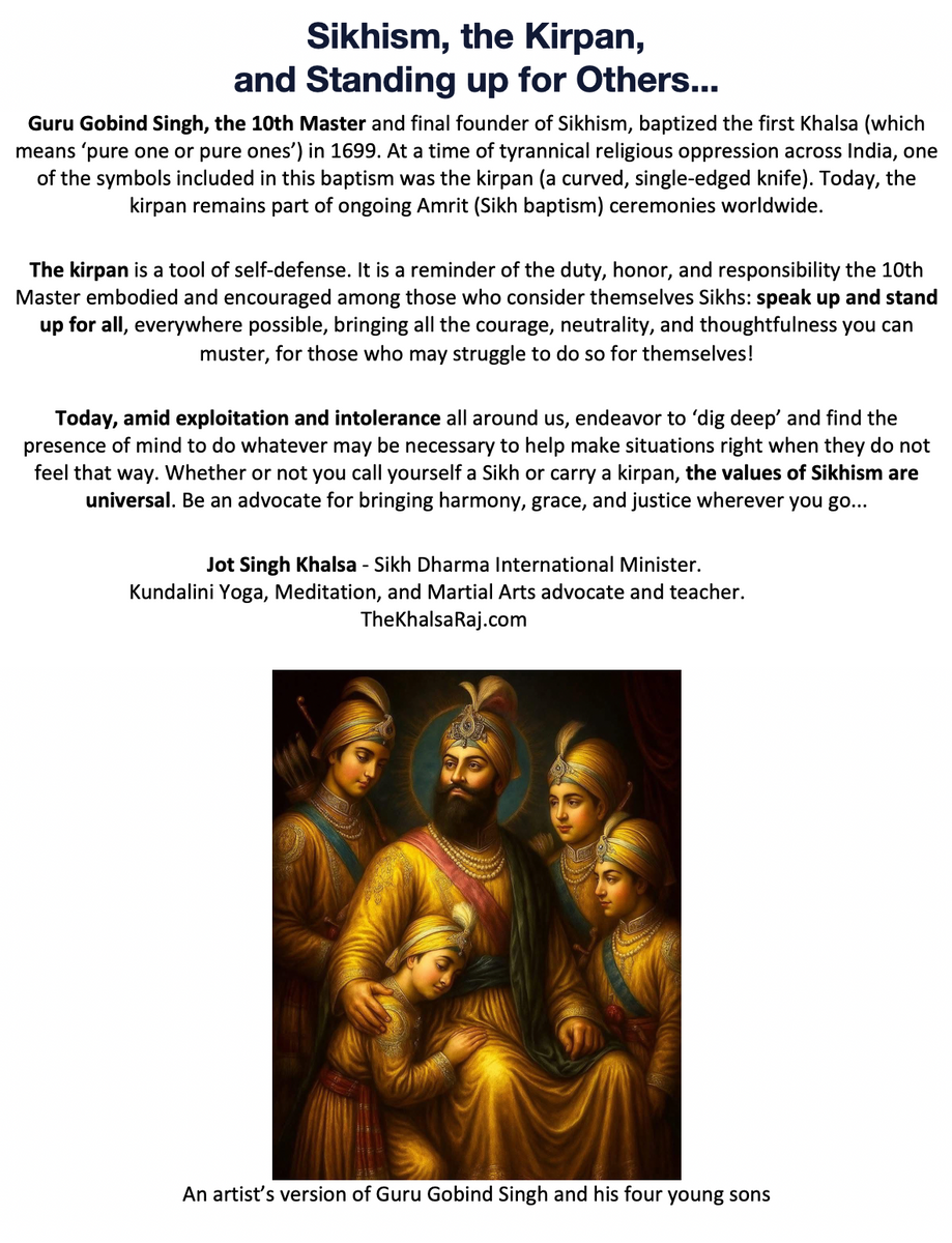 Sikhism, the Kirpan and Standing up for Others... – Khalsa Raj