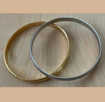 Lightweight rust-proof stainless Damascus steel kara bracelets with a durable gold-tone option