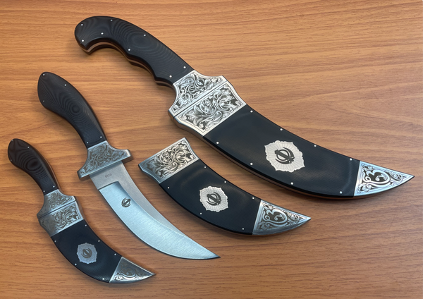 3 sizes Black G10 (ultra-durable fiberglass laminate) Artisan Kirpans - plain and laser engraved