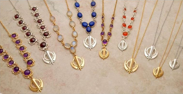Silver and Gold Vermeil (Heavy 24kt. gold on silver) Khanda/Adi Shakti pendants and necklaces