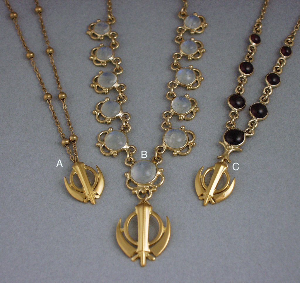 Necklaces with small Khanda pendants