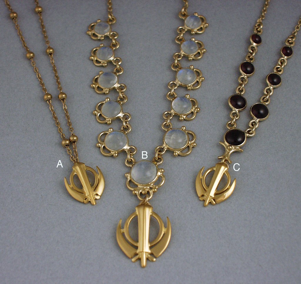 Necklaces with small khanda / adi shakti pendants