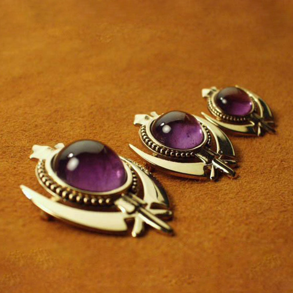 Amethyst beaded border Khanda pin pendants