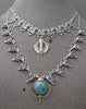 Elegant rainbow moonstone and labradorite Khanda / Adi Shakti necklaces